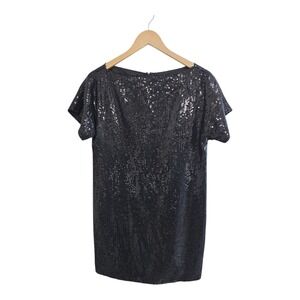 Robert‎ Rodriguez Black Sequin Short Sleeve Mini Dress Sparkly Party Glam Size 6